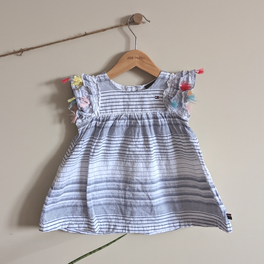 Baby Tommy Hilfiger striped ruffle tassel dress, 12 months